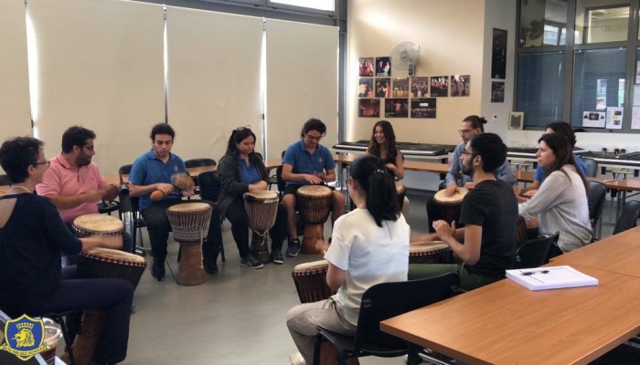 Teachers drumming circle